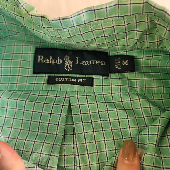 Ralph Lauren Custom Fit Longsleeve green Button Down 100% Cotton Mens M - Picture 3 of 6